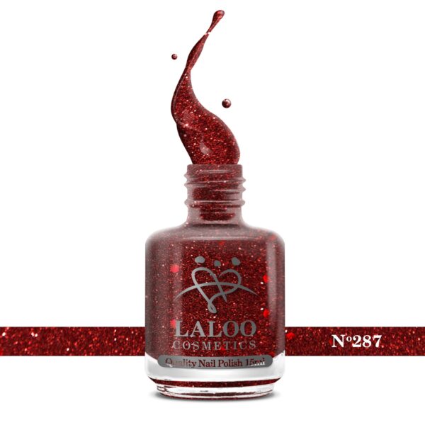 Απλό βερνίκι Laloo Cosmetics 15ml - N.287 Κόκκινο glitter ψιλή πούλια