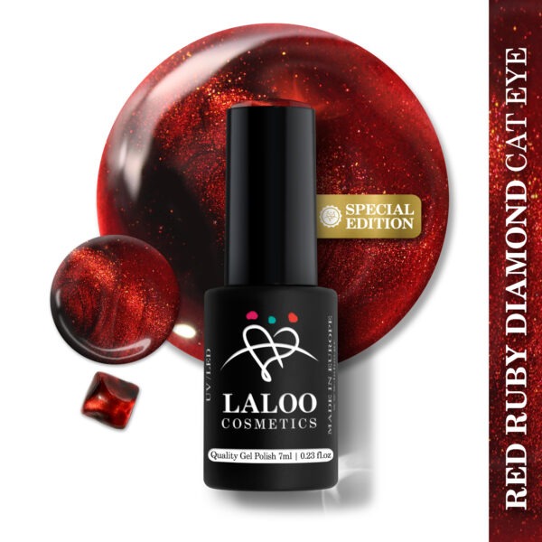 Ημιμόνιμο βερνίκι Laloo Cosmetics Red Ruby Cat Eye Special Edition 7ml